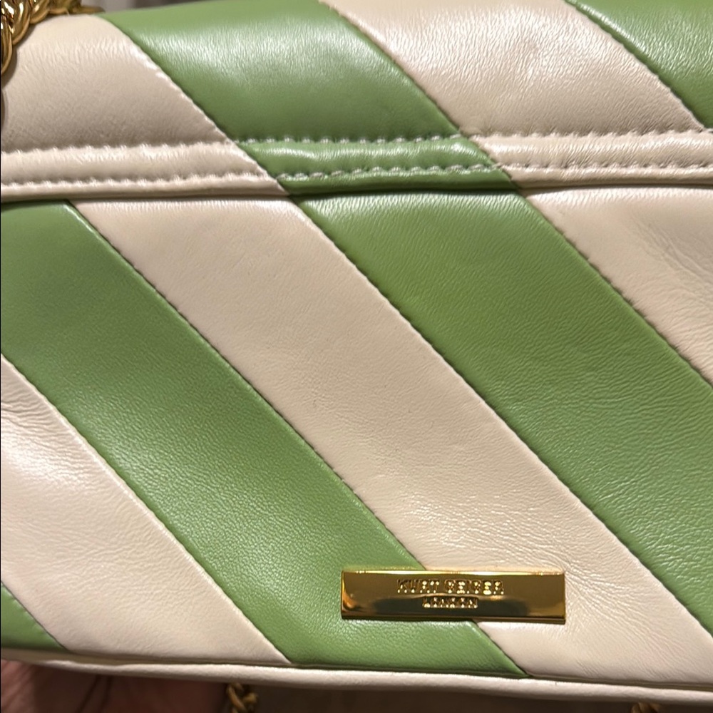 Kurt Geiger Green and White Crossbody Bag with Gold Chain - Picture 8 of 8